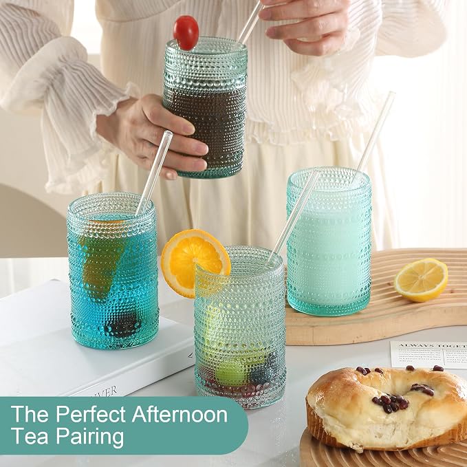ZMOWIPDL Drinking Glasses Set of 12, Light Blue 12oz & 15oz Glass Cups | - Image 7