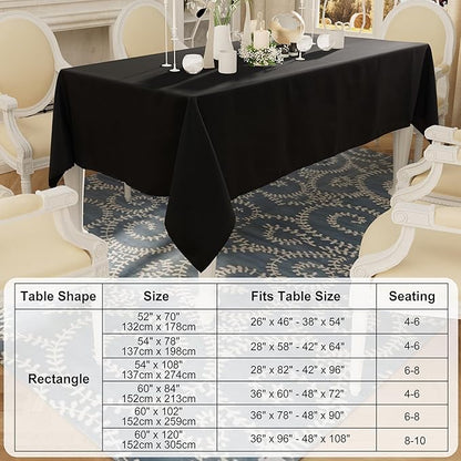 Smiry 4 Pack Rectangle Table Cloth, Waterproof Anti-Scratch Polyester Tablecloth, Decorative Washable Fabric Table Cover for Dining, Buffet, Parties and Outdoor, 60x102, Black
