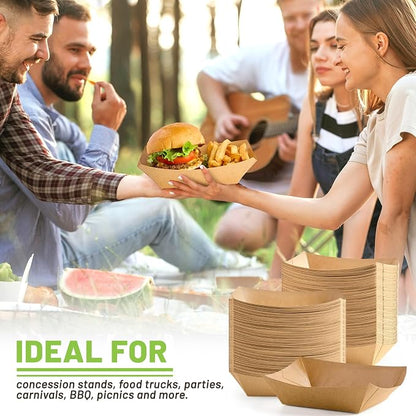 ZORRITA Large Paper Food Trays, 4 LB, 100 Pack | Disposable, Kraft Paper - Image 7