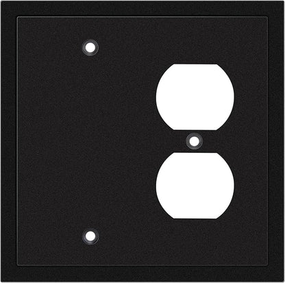 Henne Bery Modern Edge Decorative Wall Plate Switch Plate Outlet Cover, Durable Solid Zinc Alloy (Blank/Duplex, Matte Black)