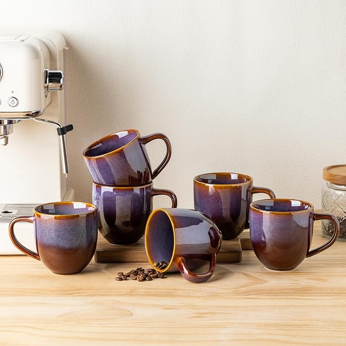 theterra Ceramic Coffee Mugs Set of 6, 12 oz Coffee Cups by TheTerra