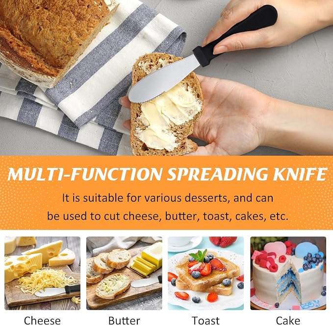 12 Pcs Butter Spreader Knives Wide Blade Stainless Steel Cheese Spreader Knife - Image 4