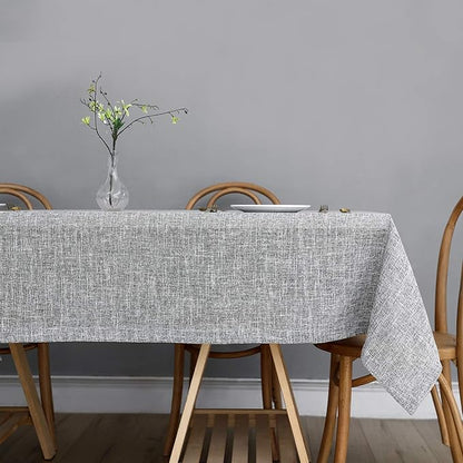 maxmill Flaxy Faux Linen Table Cloth with 2-Tone Slubby Texture Wrinkle Resistant Anti-Shrink Soft Tablecloth for Kitchen Dining Tabletop for Banquet Parties Rectangle 52 x 70 Inch Light Grey