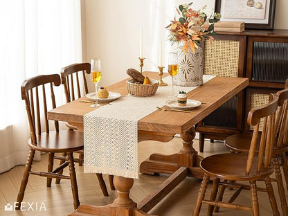 Boho Fall Table Runner Burlap for Home Kitchen Decor 12x72 Inch | 72 Inch Long - Image 6