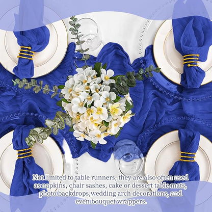 4 Pack Royal Blue Table Runners 17 x 108inch Cheesecloth Table Runner Boho - Image 7