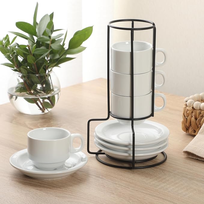 Gibson Home Gracious Dining 3-Ounce Espresso Cups Set of 4, Small Stackable - Image 3