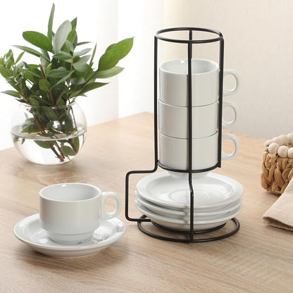 Gibson Home Gracious Dining 3-Ounce Espresso Cups Set of 4, Small Stackable - Image 3
