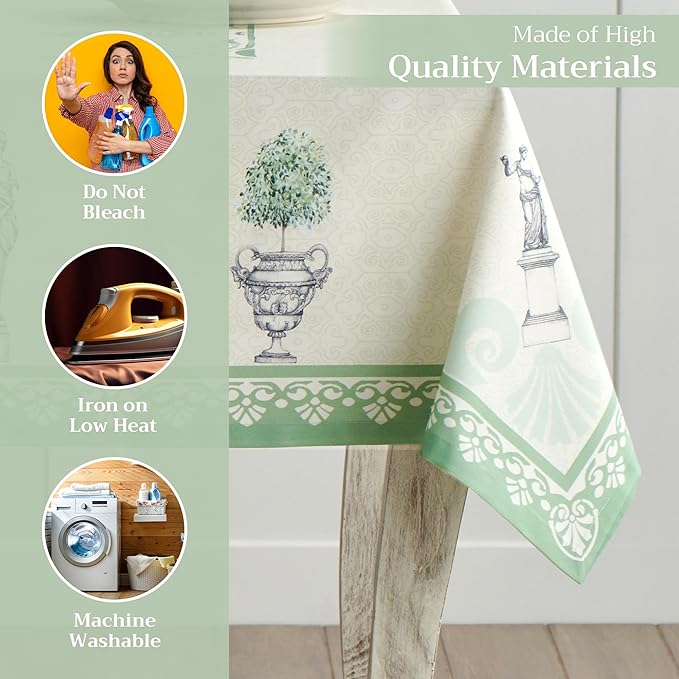 Maison d' Hermine Table Cloth Rectangle Table 100% Cotton 60 x 120 Inches Tablecloth Reusable Decorative for Dining Room Farmhouse Home Valentines Day Decorations Spring Summer - Jardin Du Roy