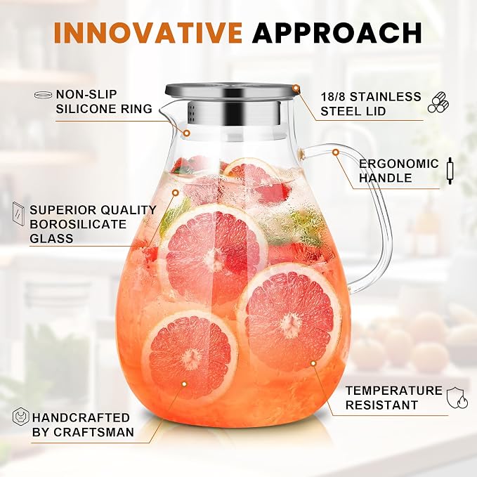 SUSTEAS 3 Litre 101oz Glass Pitcher - Image 7