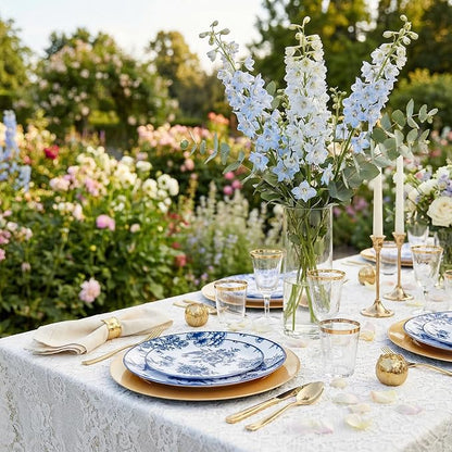 60PCS Blue Floral Plates Disposable - Image 7