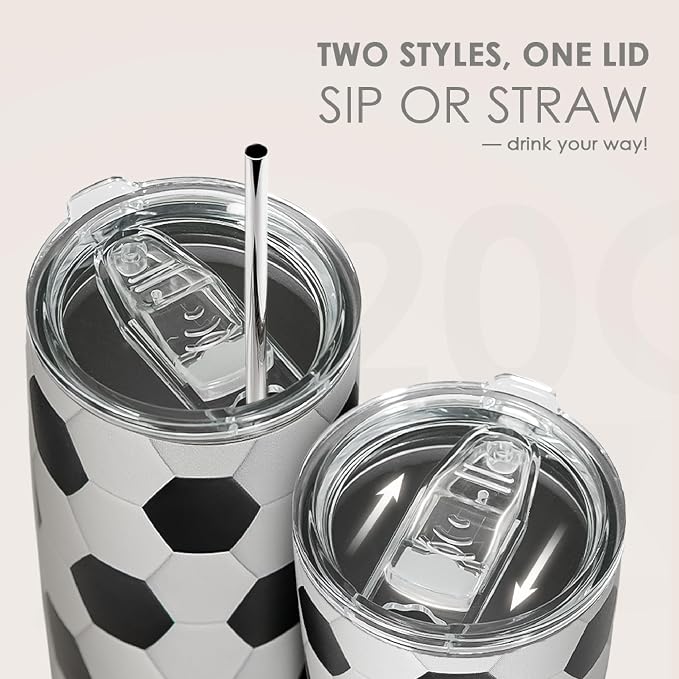 SANDJEST Soccer Tumbler 20oz Stainless Steel Insulated, Travel Coffee Cup - Image 5