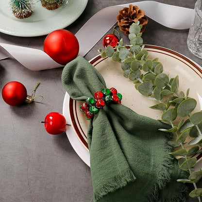Christmas Napkin Rings Set of 8, Bells Napkin Rings - Image 4
