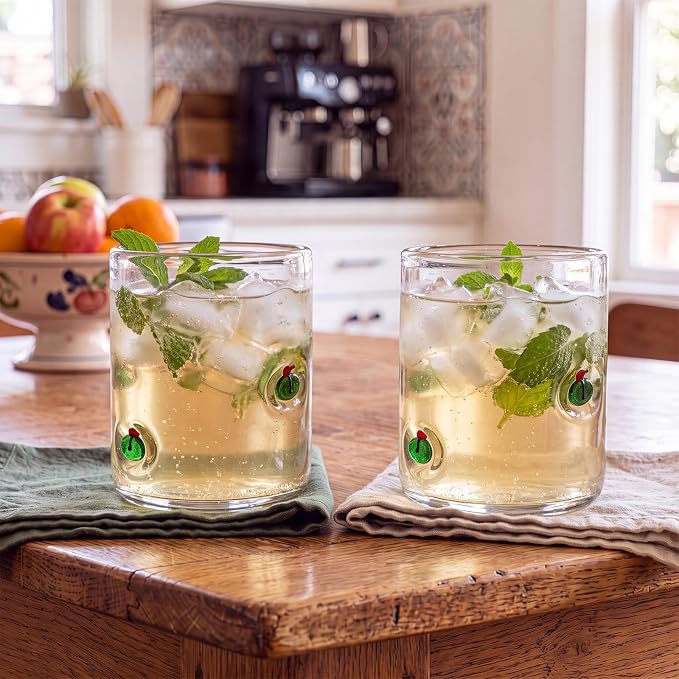 Skylety 2 Pack Icon Juice Glasses, 14 oz Stemless Glass Cups, Juice Cocktail - Image 3