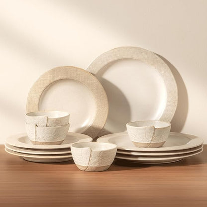 Dinnerware sets plates and bowls sets modern plates,Ceramic Dinnerware Sets,12 Pieces Porcelain Lightweight Plates,Scratch Resistant Dish Set (style - 5, 4 - Set (12pcs))