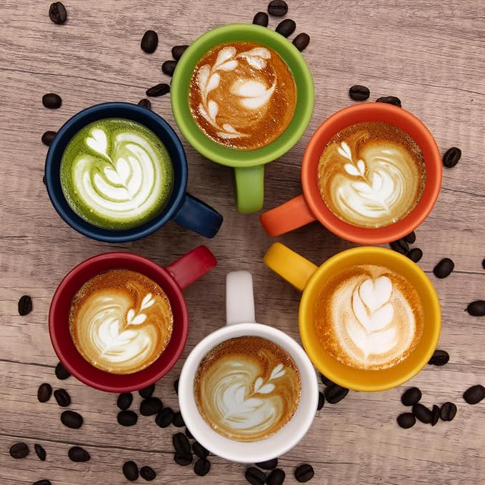 4.2 oz Espresso Cups Set of 2, Ceramic Yellow Coffee Mugs Demitasse Cups | - Image 6