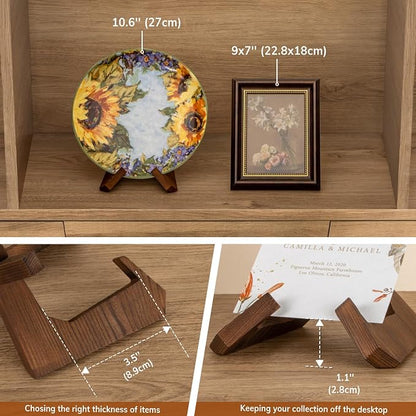 ANBOXIT Bowl Stands for Display, 4.5 Inch Plate Holder, Wooden Easel | Frame - Image 3