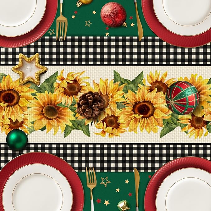 Sunflower Table Runner Kitchen Dining Linen Table Decoration - Image 4