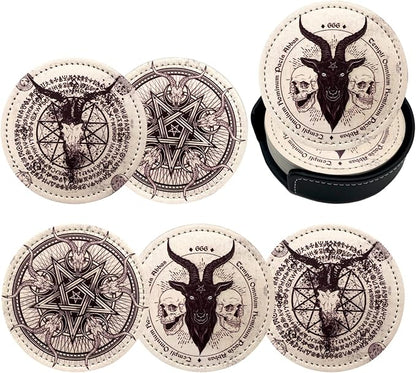 Satan Goat Skull Coasters for Drinks by Unknown
