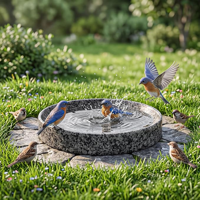 Stone Bird Bath, 10 Inch Heavy Bird Bath Bowl Only by Junkin