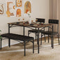 4 EVER WINNER Dining Table Set for 4, Kitchen Table with Upholstered Bench and 2 Chairs, Dining Room Table Set for Small Space, Apartment, Kitchen, Rustic Brown