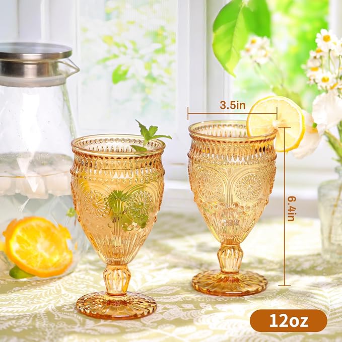 Darlion Goblets, Goblet Glasses, Amber Goblets, Vintage Wine Glasses 12oz | - Image 4