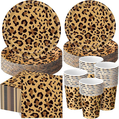 Funnymoom 250 Pcs Leopard Print Plates Napkins and Cups Cheetah Print Party by Funnymoom