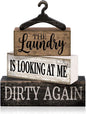 Moucuny 4 Pcs Farmhouse Laundry Room Decor and Accessories Stacked Blocks The by Moucuny