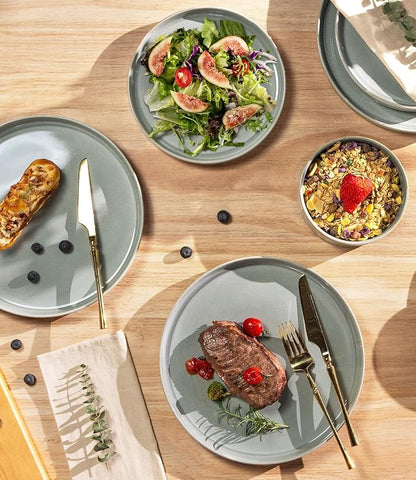 Ceramic Dinnerware Set for 6, 18-Piece Plates and Bowls Set | Lightweight - Image 4