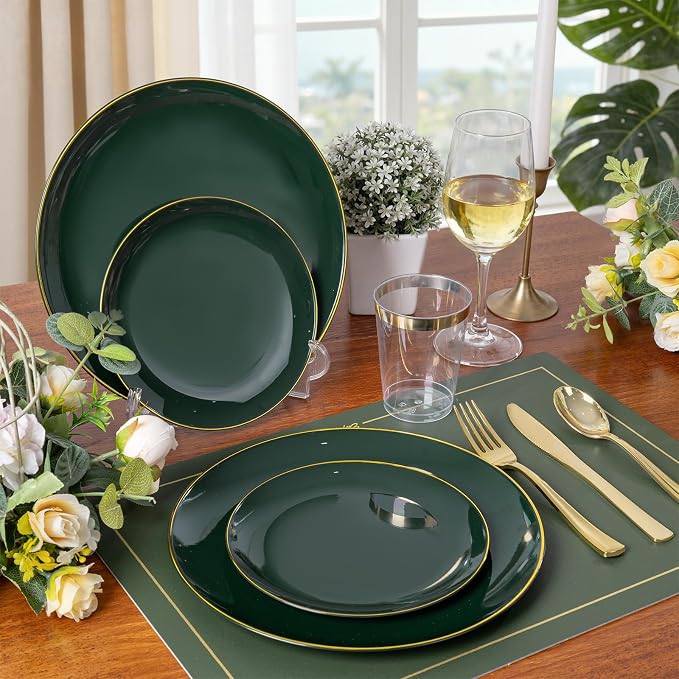 KIRE 175PCS Green Plastic Plates - Image 8