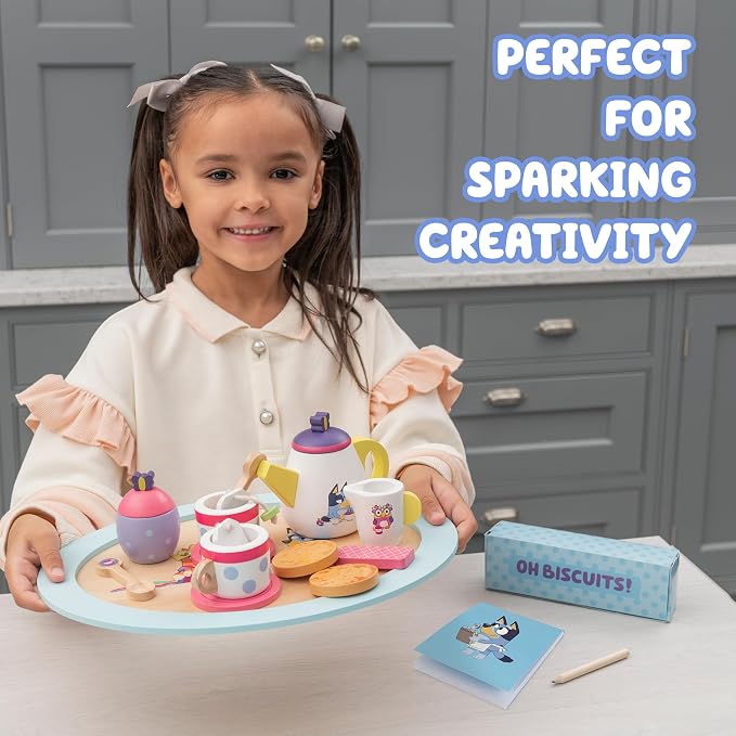 Bluey Wooden Tea Party Set, 18-Piece Toy Tea Set - Image 3