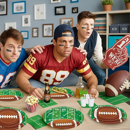 100 Pcs Football Party Supplies Set, Serves 25 – Disposable Football and Field - Image 6