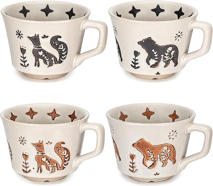11 oz Ceramic Coffee Mug, Stoneware Teacup by LINVIA