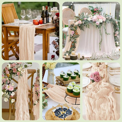 Cheesecloth Table Runner Beige 10FT Boho Gauze Runner, 2 Pack | 120 Inch Cheese - Image 8