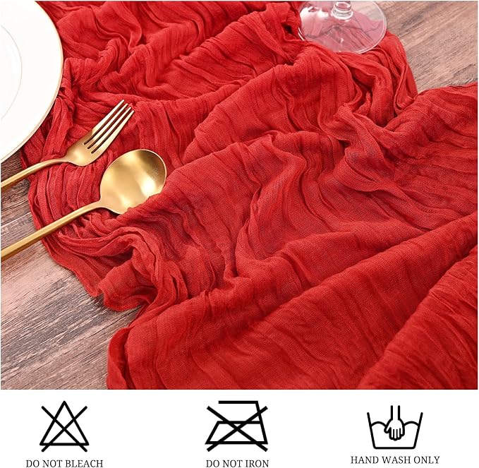 25 Pack Red Table Runner 17 x 108inch Cheesecloth Table Runner Boho Gauze Table - Image 4