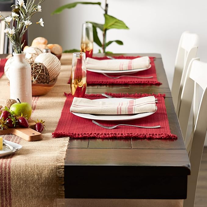 DII Variegated Tabletop Collection, Placemat Set3x19, Tango Red, 6 Piece - Image 5