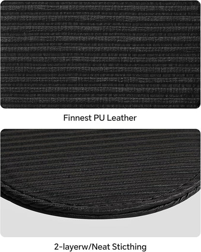 6 Pcs Premium Leather Coasters with Holder, Tabletop Protection, Coffee Table & Bar Decoration, Modern-Style Drink Coasters Suitable for Home Dining Tables & Kitchen Accessories (Black Stripe)