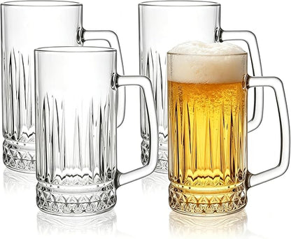 Beer Mugs For Freezer, 20 oz Large Heavy Glass Mugs by Unknown