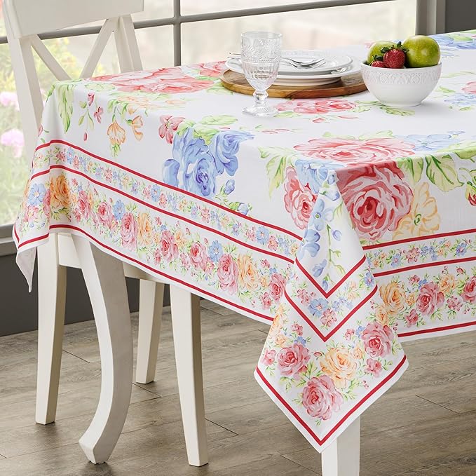 Maison d' Hermine Table Cloth Rectangle Table 100% Cotton 70 x 108 Inches Tablecloth Reusable Decorative for Dining Room Farmhouse Home Valentines Day Decorations Spring Summer - Vintage Floral