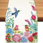 Summer Hummingbirds Floral Table Runner Green Leaves Burlap Table Runners by BEAUTYROMANCEFORYOURLIFE