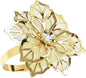Gold Napkin Rings, Thanksgiving Christmas Napkin Rings Set of 12, Nickel-Plated Steel Table Decor for Festival Party - Floral
