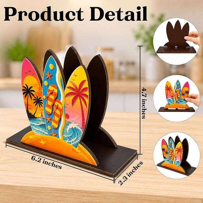 Surfboard Decor Wood Napkin Holder - Image 2