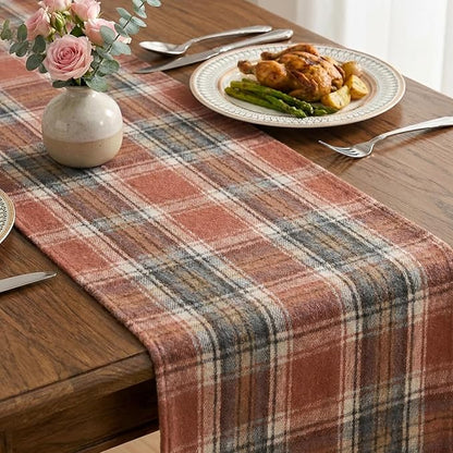Artoid Mode Rust Farmhouse Plaid Fall Table Runner 13x60 Inch | Holiday Kitchen - Image 5