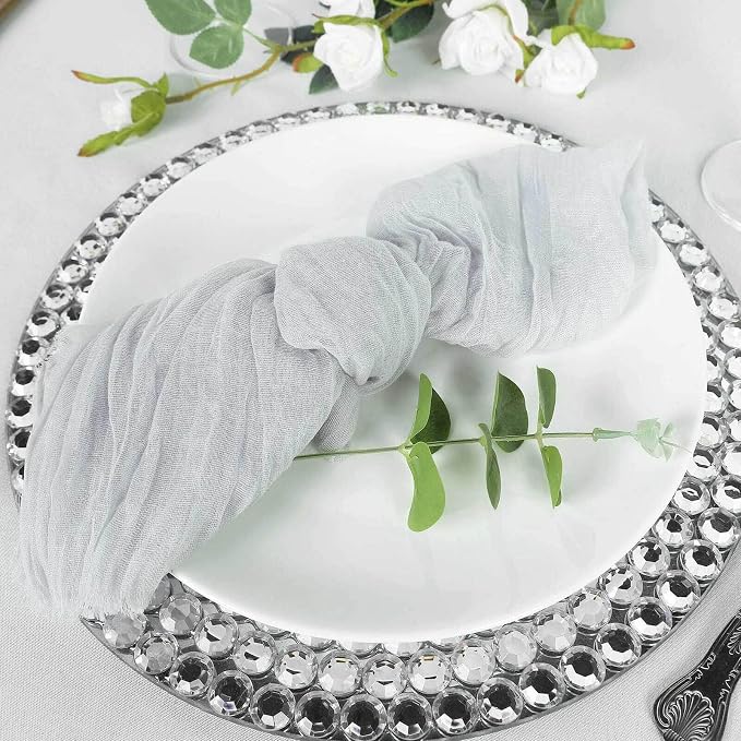 Efavormart 5 Pack 24"x19" Silver Gray Matte Gauze Cheesecloth Napkins, Soft by efavormart