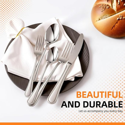 NICE KITCHEN Silverware Set for 12, 60 Piece Heavy Duty Cutlery Set | Mirror - Image 3