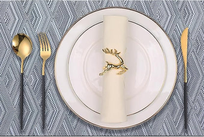 Druable Placemats Set of 8, Plastic Heat-Resistant Non-Slip Vinyl Place Mats Washable Easy to Clean Indoor Outdoor (18"x12", Dark Grey)