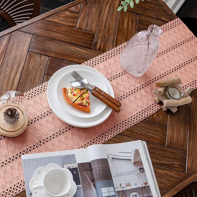 Macrame Table Runner Pure Pink Boho Table Runners - Image 2