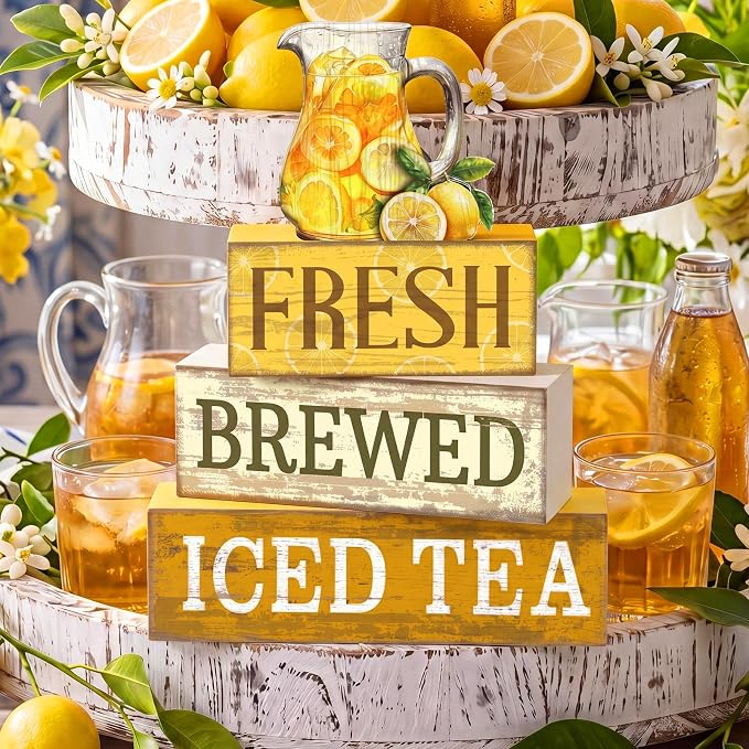 Moucuny 4 Pcs Summer Lemon Decor Summer Table Decorations Fresh Brewed Iced Tea - Image 7