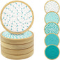 Eykao Bamboo Coasters for Drinks, Absorbent Coaster Sets of 5, Woven Drink by Eykao