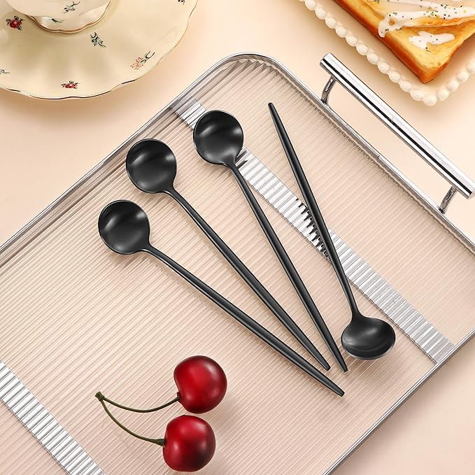 DEHOV 4 PCS 6.7 Inches Satin Black Stainless Steel 18/10 Coffee Spoons - Image 7