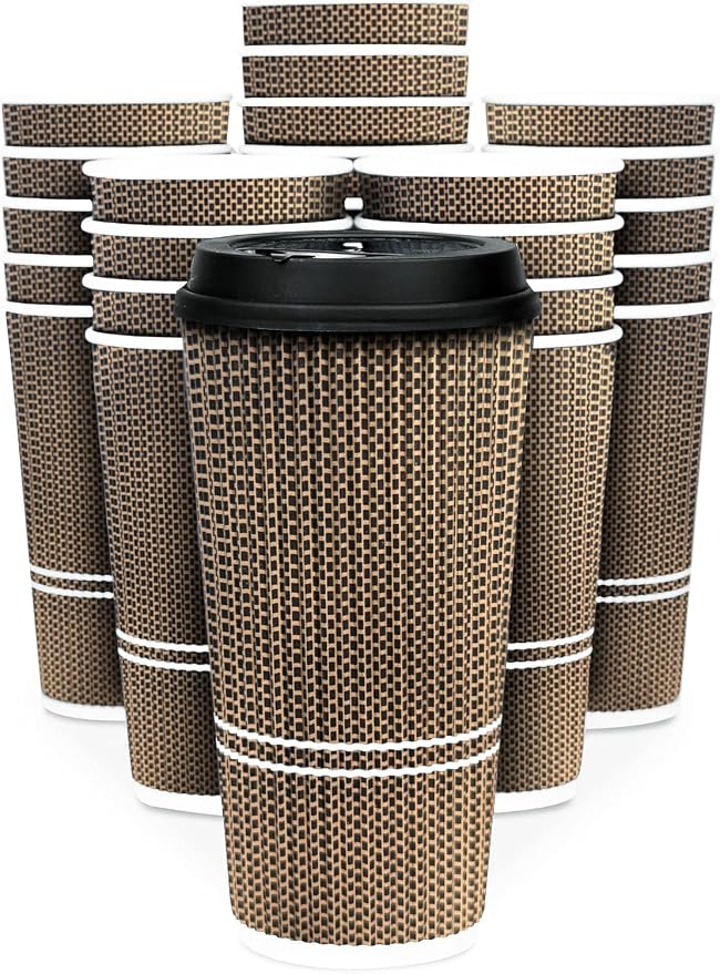 To Go Coffee Cups With Lids - 22 oz Disposable Coffee Cup With Lid. Large Togo by Glowcoast